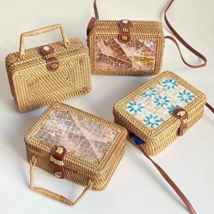 Handmade Rattan Bag with Mother of Pearl