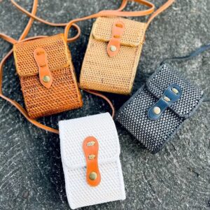 Handcrafted Rattan Phone Bag with Aesthetic Design