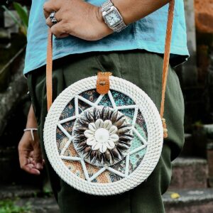 Handcrafted Round Rattan Crossbody Bag from Bali