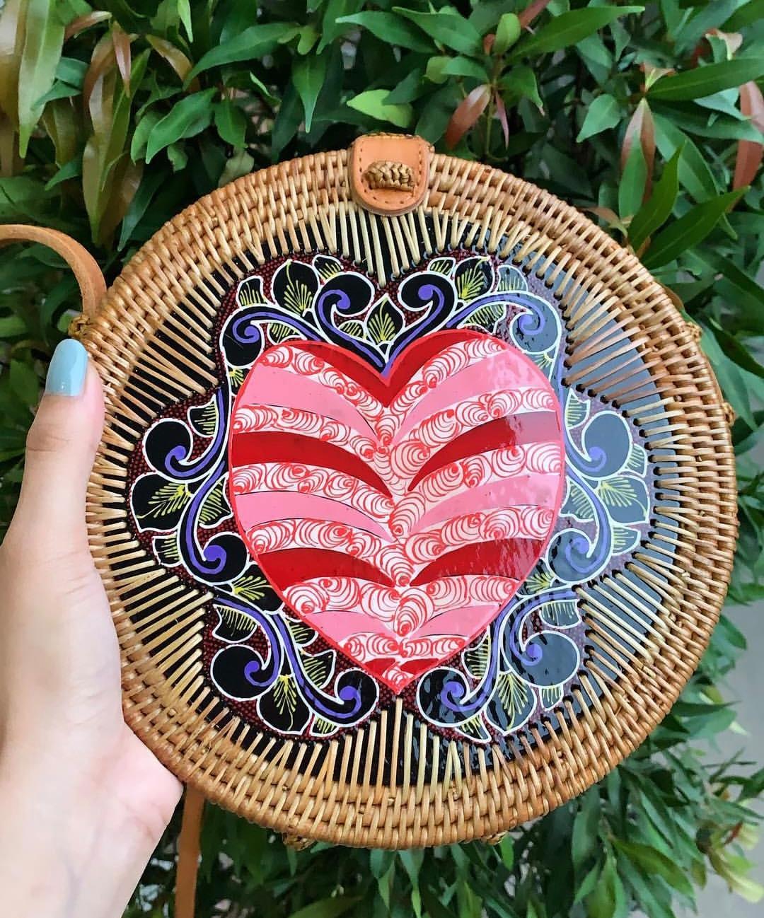 Handmade Rattan Bag - Painted Design