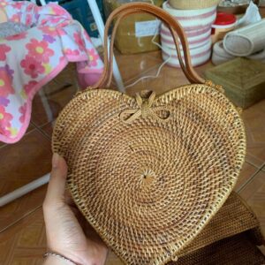 Handmade Heart Bali Rattan Bag