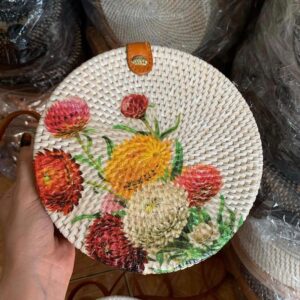 Balinese Rattan Bag - Cute Printing Design