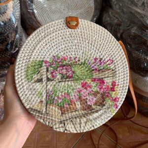 Balinese Rattan Bag - Cute Printing Design