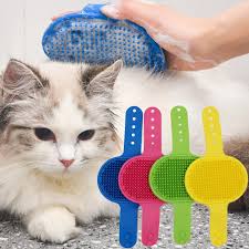 Rubber Cat Brush Bath Comb Cat Dog Oval Grooming Animal