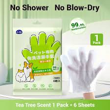 Cat Wet Wipes Gloves 6 Pcs Anti-Odor Pet Hair Cleaning Wipes Safe Easy to Use for Grooming