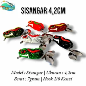 SOFT FROG SISANGAR LURE MODEL 3D DOUBLE BLADE ATION BERISK SIZE 4.2CM WEIGHT 7GRM UMBAIT KESTING
