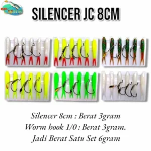 ONE PACK OF 8CM SILENCER JC WITH 3 PCS HOOKS AND KESTING BAIT