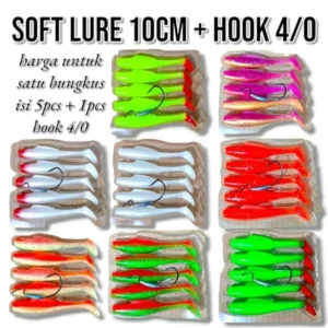 ONE PACK OF 10CM SOFT LURE CONTAINS 5PCS HOOK 4/0 KESTING BAIT