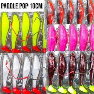 ONE PACK OF 10CM PADDLE POP + 1PCS HOOK 4/0 KEVLAR KESTING BAIT