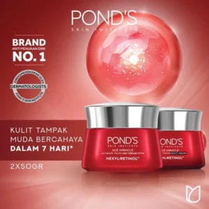 Ponds Age Miracle Anti Aging+Glowing Moisturizer Day & Night Cream 50gx2 with Retinol
