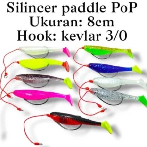 ONE PCS MINI SILENCER PADDLE POP SIZE 8CM HOOK KEVLAR 3/0 UMBAN KESTING