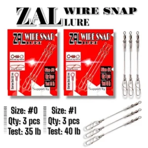 snap zal lure stainles stell 0,8mmsnap by axzswivel by kenzisize : 0qty : 3pcstest: 35lbsize : #1qty: 3pcstest: 40lb