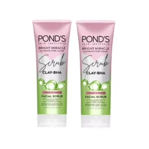Pond's Bright Miracle Ultimate Pore Clear Facial Scrub 100G x2 - Facial cleanser that cleanses 99% of acne-causing bacteria