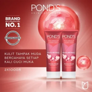 Pond's Age Miracle Hexyl Retinol: Niacinamide + Hexylresorcinol + Retinol-C. Facial Foam 100 gr Twinpack
