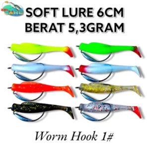 ONE PCS SOFT LURE 6CM. 5.3GRAM. CASTING BAIT FOR CORK