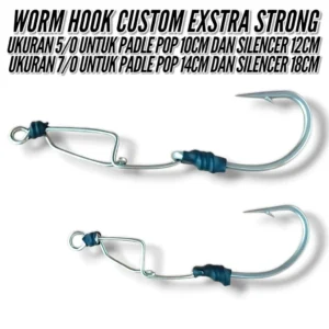 EXTRA STRONG COSTOM WORM HOOK FOR SILENCER AND PADELOPOP 10CM 12CM 14CM 18CM SHARP AND STRONG HOOK