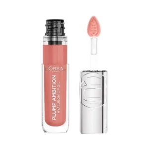 L'Oreal Paris Plump Ambition Lip Oil - Instant Plump Hyaluronic Acid & Tripeptide Lasts Up to 24 Hours, Plumpy & Moist Lips, Non-Sticky |