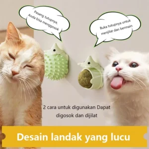 2 in 1 Catnip Cat Toy Cat Shape Hedgehog Can Scratch Itch Rotating Catnip Ball