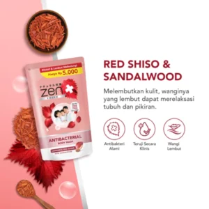 Mix Zen Antibacterial Body Wash Red Shiso & Tea Tree & Sea Salt Refill 85 ml isi 3pcs
