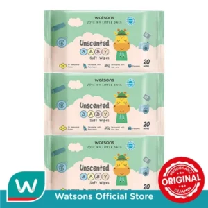 Watsons Unscented Baby Soft Wipes 20'S X 3