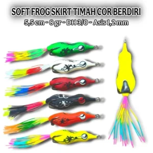 Soft soft frog skirt standing cast tin Size 5.5 cm Weight 8 grams DH 3/0 Standing Cast Tin Stainless steel wire 1.2 mm