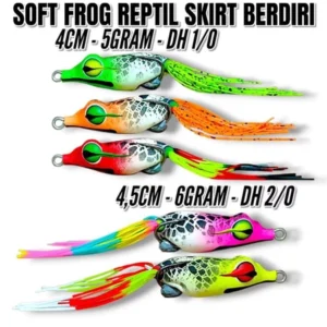 SOFT FTROG MODEL SKRIT REPTIL ATION BEDIRI SIZE 4CM AND 4.5CM HOOK 2/0 AND 1/0 UMBAN KESTING