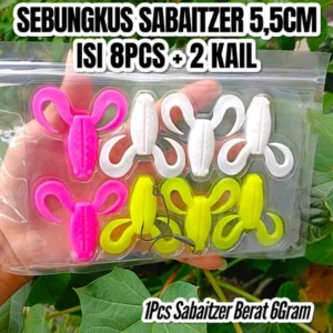 ONE PACK OF SABAITZER SIZE 5.5CM CONTAINS 8PCS + 2PCS HOOKS FOR KESTING BAIT FOR SNAKEFISH AND TOMAN