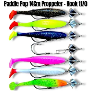 ONE PCS PADDEL POP 14CM PROPELLER HOOK 11/0 KESTING BAIT FOR TOMAN AND OTHERS