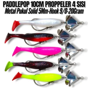 ONE PCS PADELPOP SIZE 10CM PROPELLER 4 SIDES WEIGHT 20GRM HOOK 9/0 KESTING BAIT FOR TOMAN