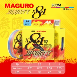 Senar PE MAGURO DINASTY X8+1 300M | PE 2 s/d PE 4 | Multi Color | Senar PE | Fluoro Coating