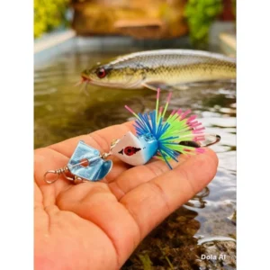 SELATER LONCENG FISHING LURE WEIGHT 7.8GRM HOOK 2/0 KESTING BAIT FOR TOMAN AND COCKFISH MADE OF WOOD