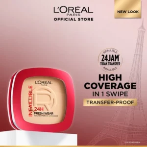 L'Oreal Paris Infallible 24h Fresh Wear Powder Foundation High Coverage, Fresh and Matte Finish Makeup - 9gr