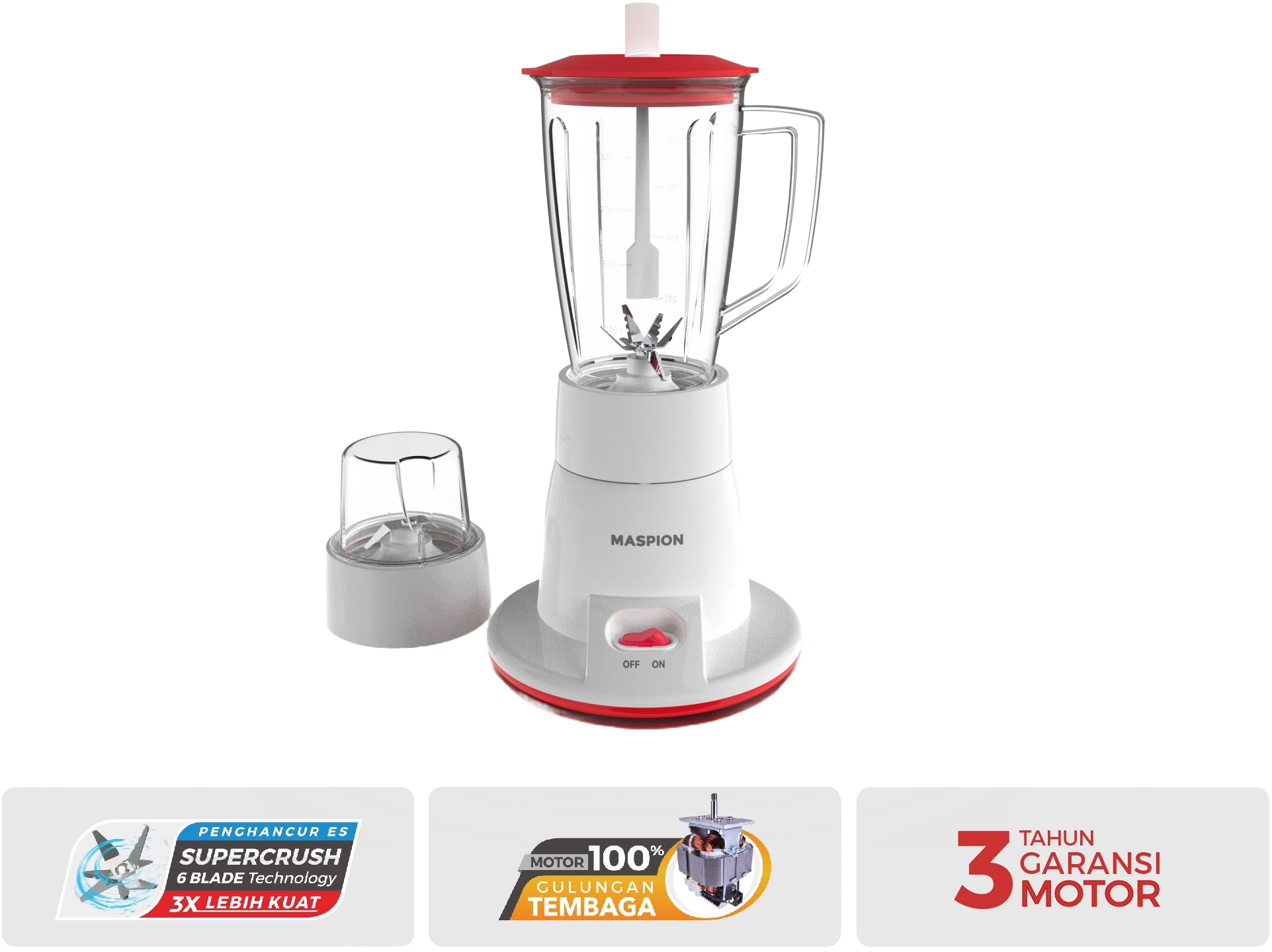 Maspion Blender with Dry Miller 1 Liter MT-1252 PL