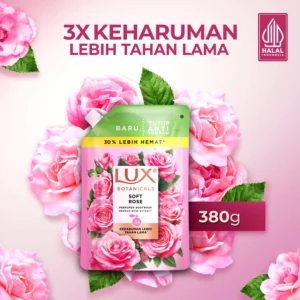 Lux Botanicals Body Wash Sabun Mandi Cair Soft Rose Pouch Refill 380g