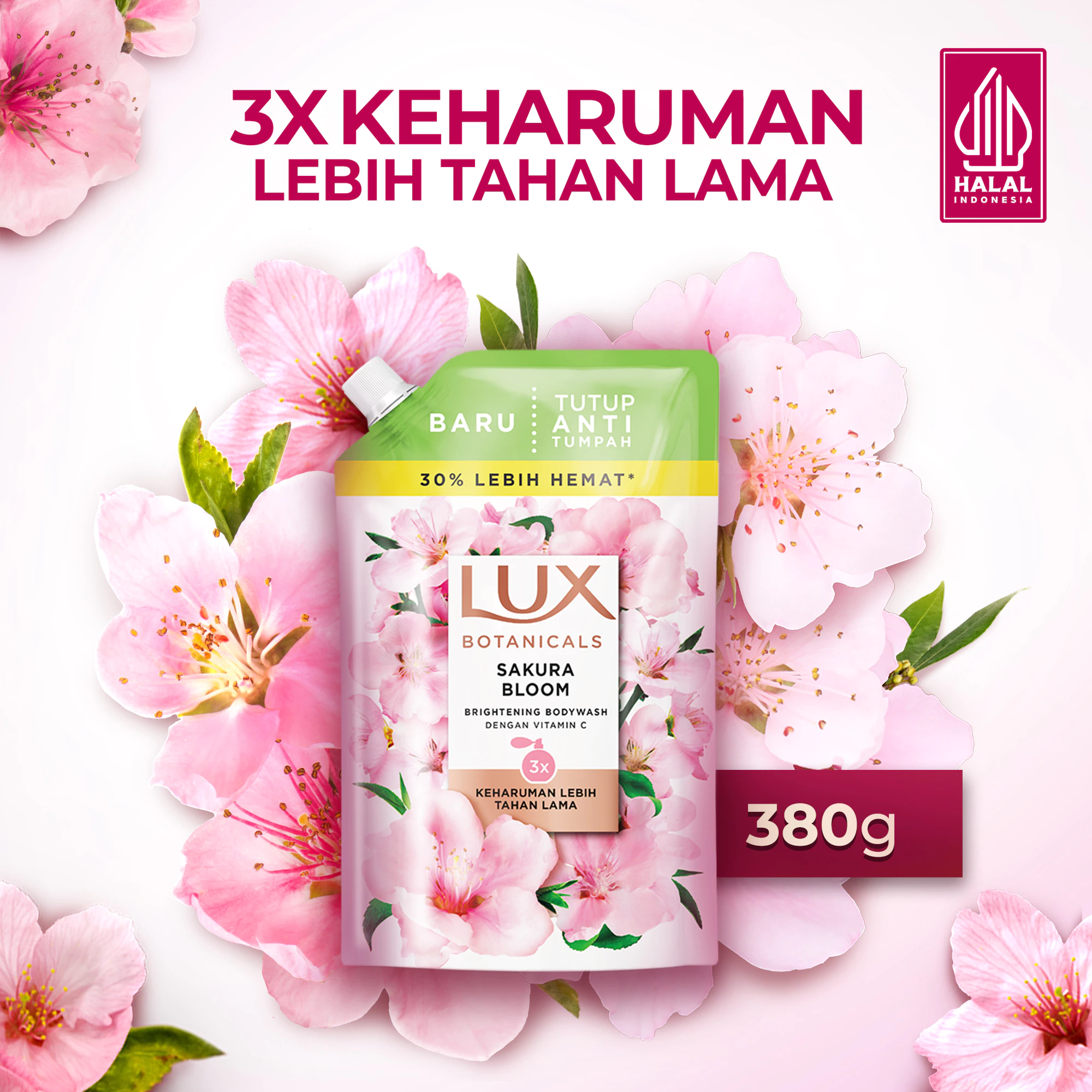 Lux Botanicals Body Wash Sabun Mandi Cair Sakura Bloom Pouch Refill 380g