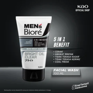 Men's Biore Scrub Facial Wash Bright Oil Clear