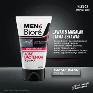 Men's Biore Scrub Facial Wash Acne Bacterior