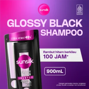 SUNSILK SHP GLOSSYBLACK POUCH 12X900ML
